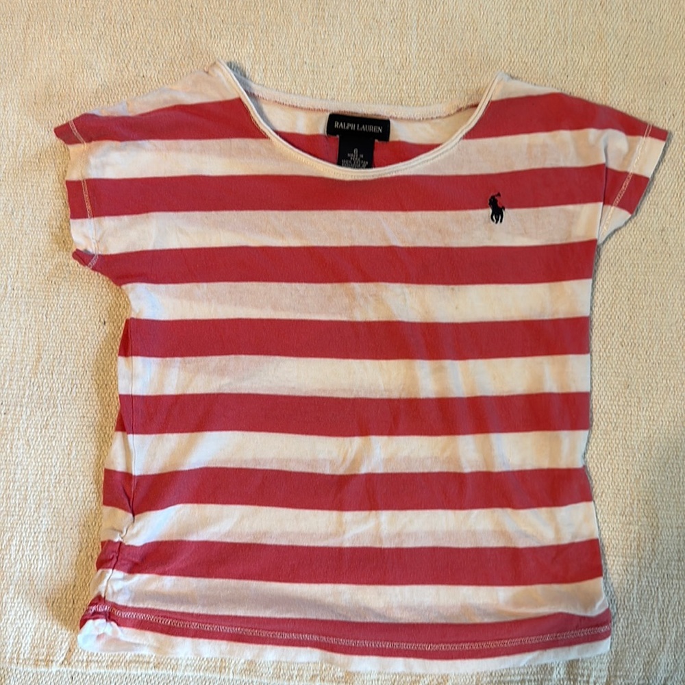 Ralph Lauren Pink and white striped knit t-shirt